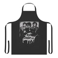 A dark, punk-inspired apron featuring the Skinny Puppy band logo