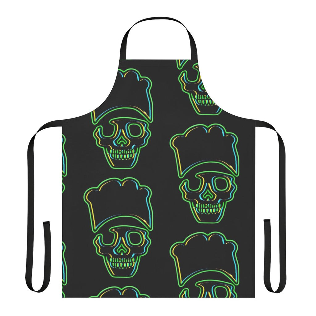 Skull-patterned green chef's apron