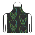 Skull-patterned green chef's apron