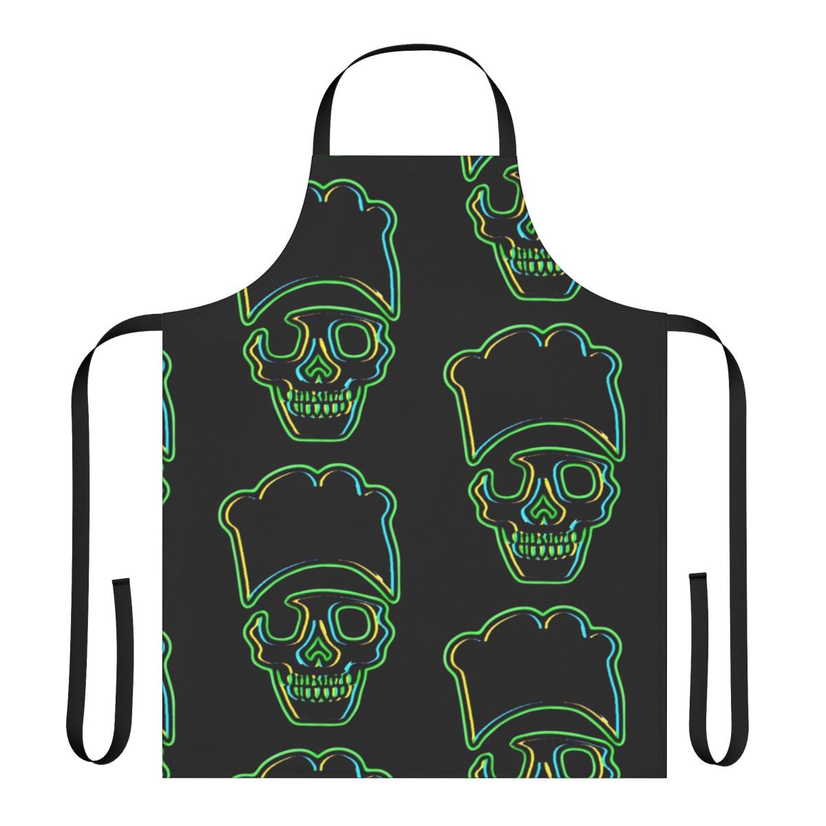 Skull-patterned green chef's apron