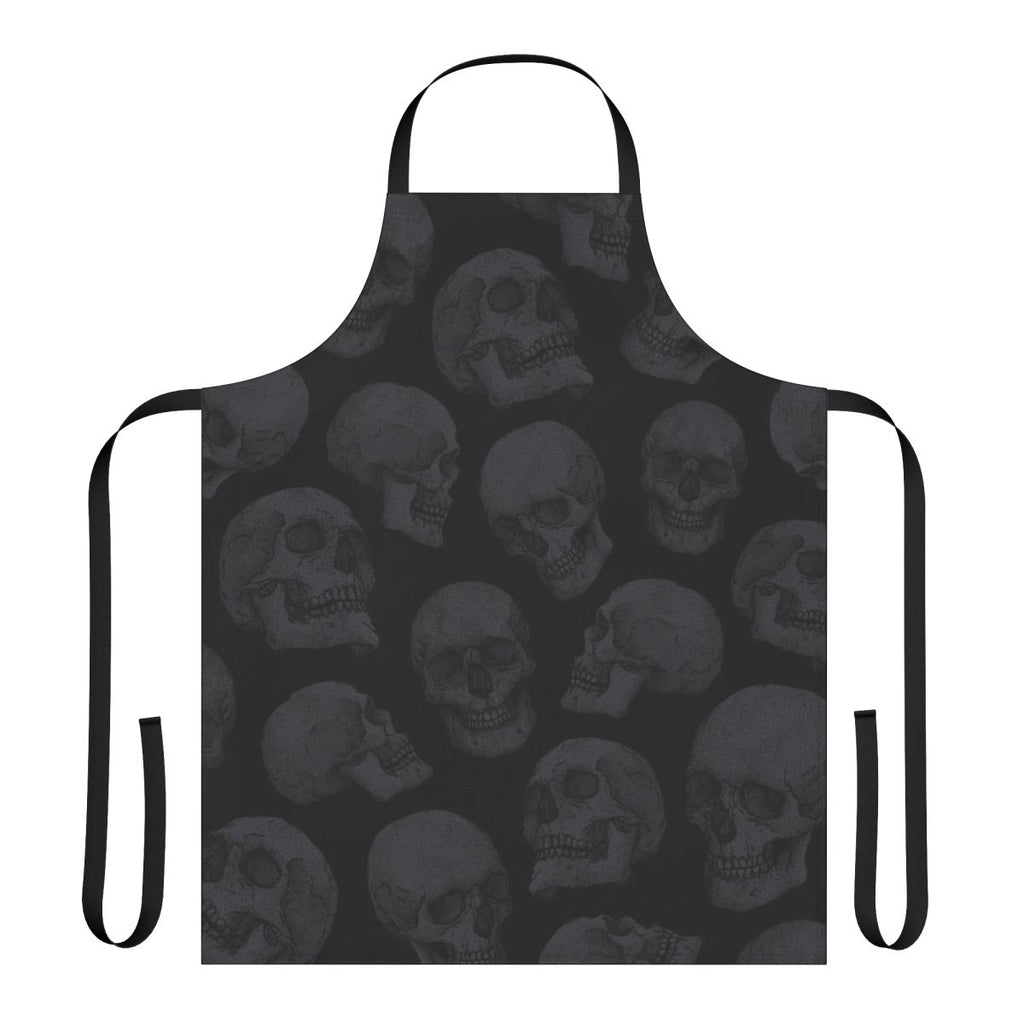 Apron featuring a striking skulls pattern for a dark, gothic aesthetic