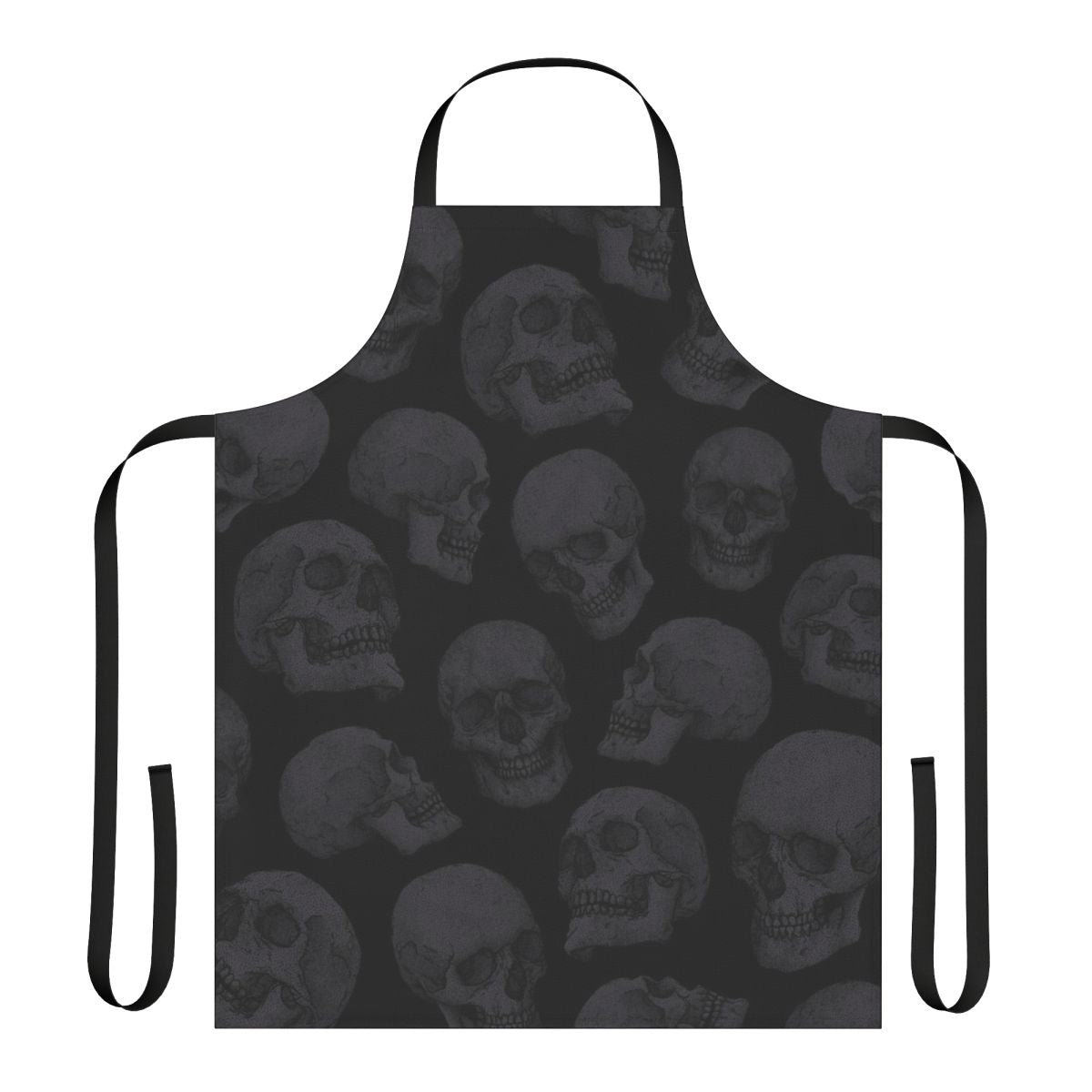Apron featuring a striking skulls pattern for a dark, gothic aesthetic