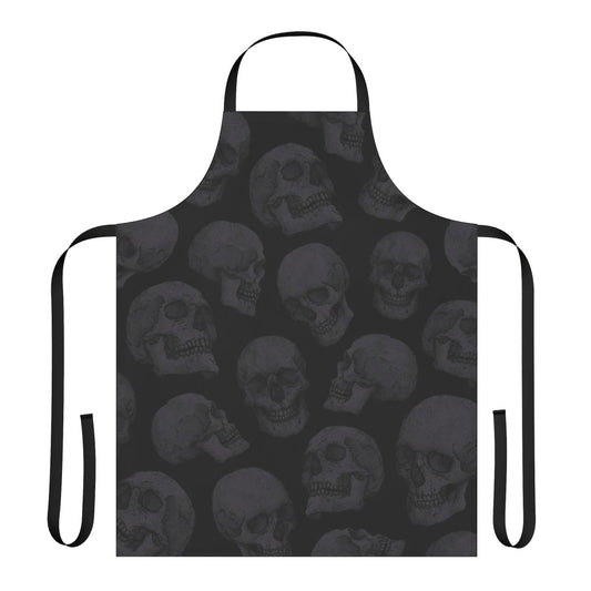 Apron featuring a striking skulls pattern for a dark, gothic aesthetic