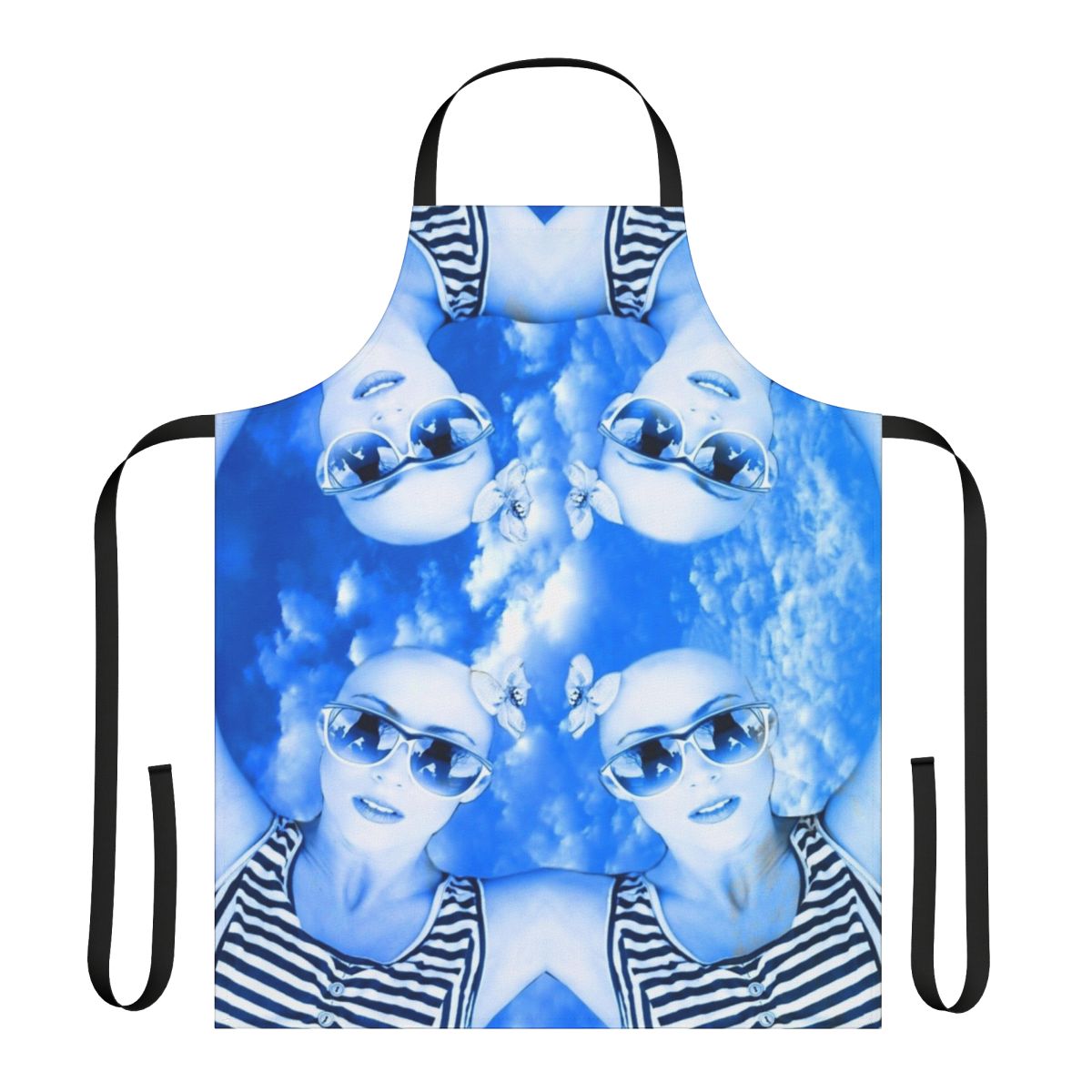 Colorful abstract patterned apron with skydiving-related design elements