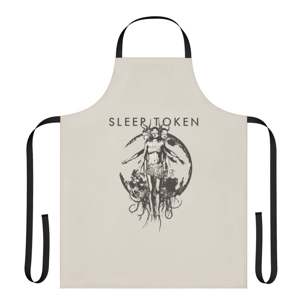 A stylish apron featuring the Sleep Token band logo and design