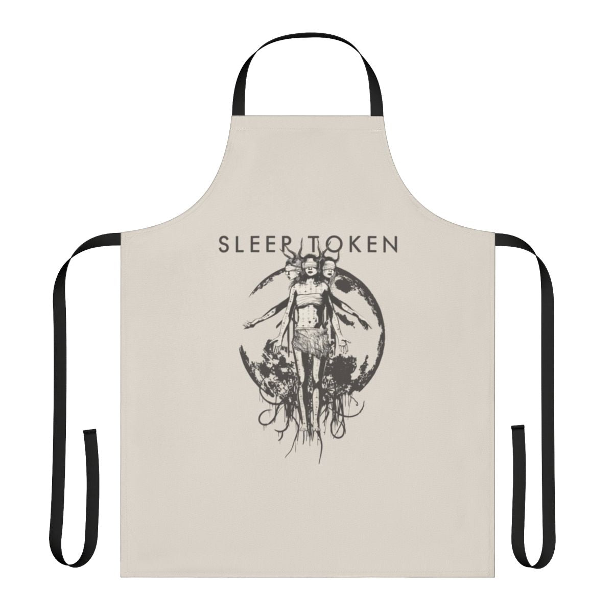 A stylish apron featuring the Sleep Token band logo and design