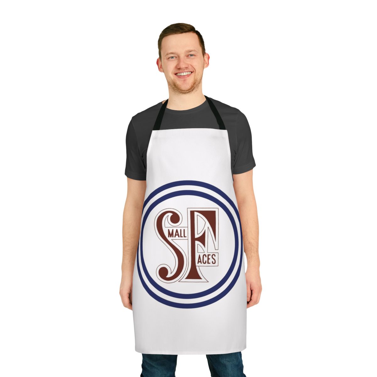 A stylish apron featuring the album art of the Small Faces music band.