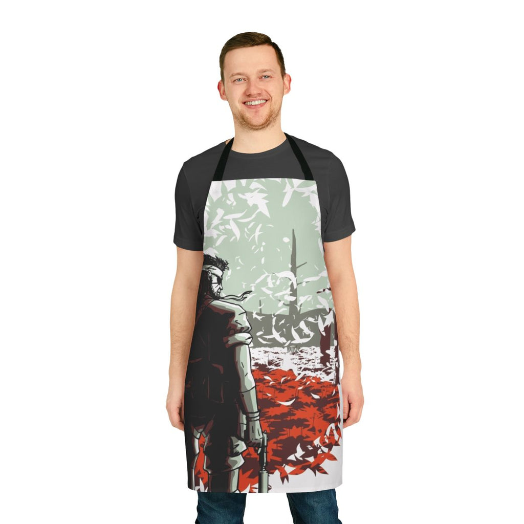 Fashionable apron with a snake and "Big Boss" design, perfect for Metal Gear fans