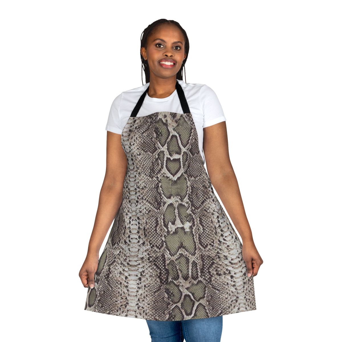 Striking snakeskin pattern apron with realistic reptile texture