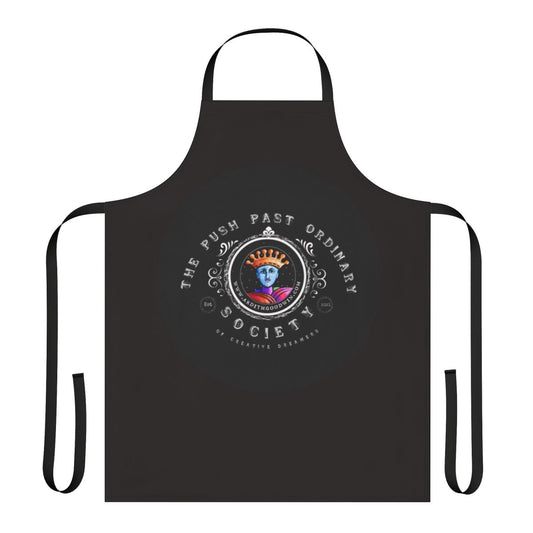 Minimalist, unique apron with "Push Past Ordinary" design