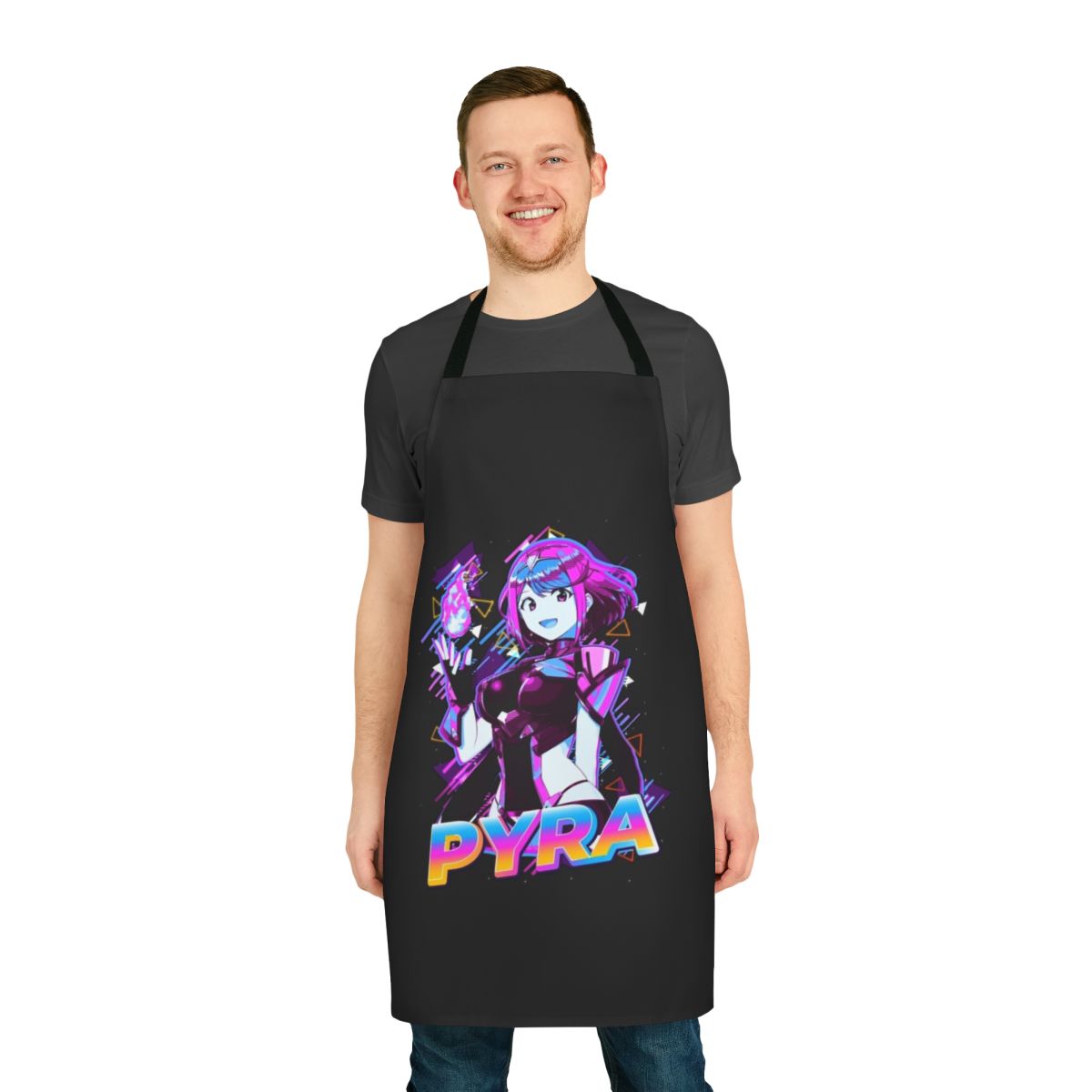 Somnium Files themed apron featuring cute chibi characters