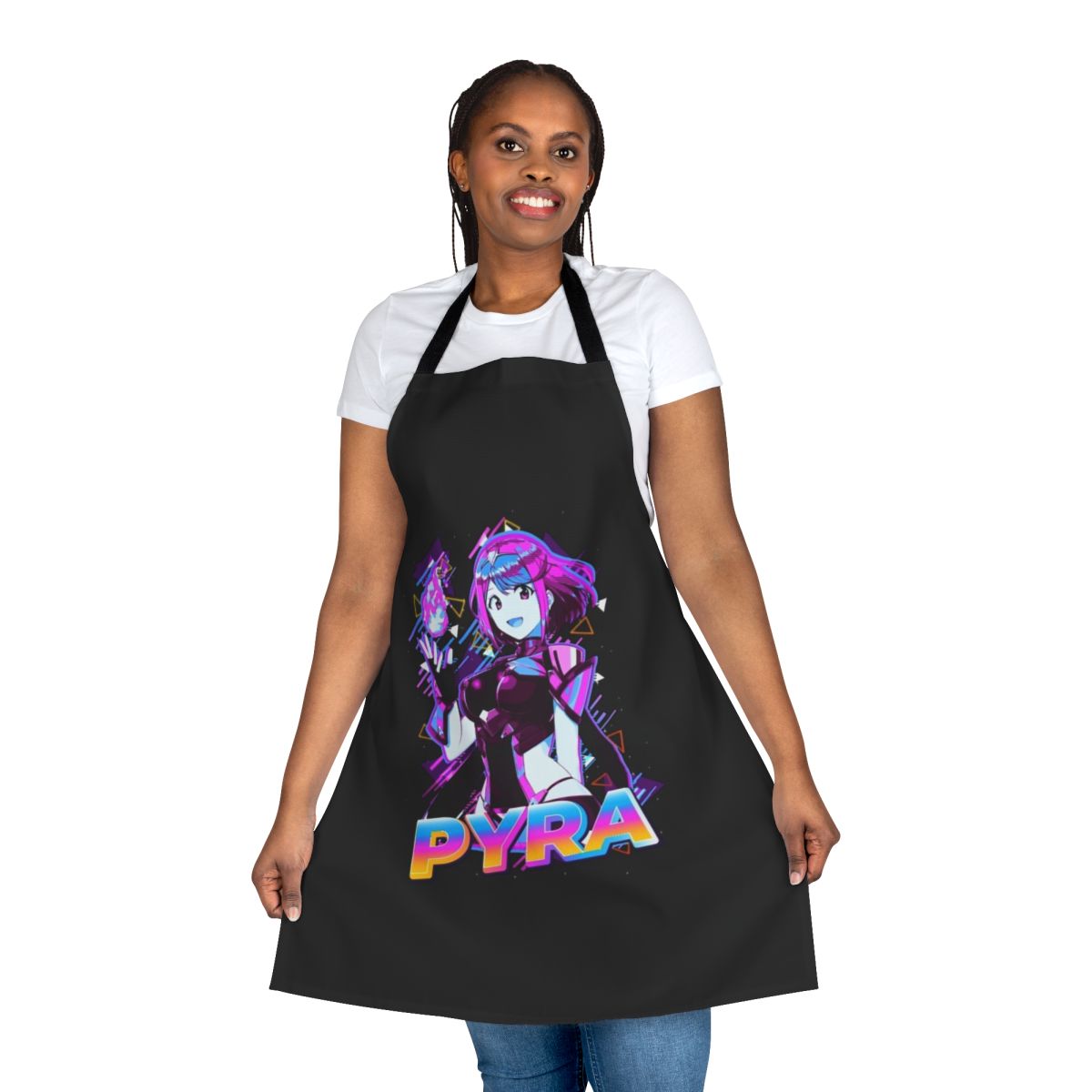 Somnium Files themed apron featuring cute chibi characters