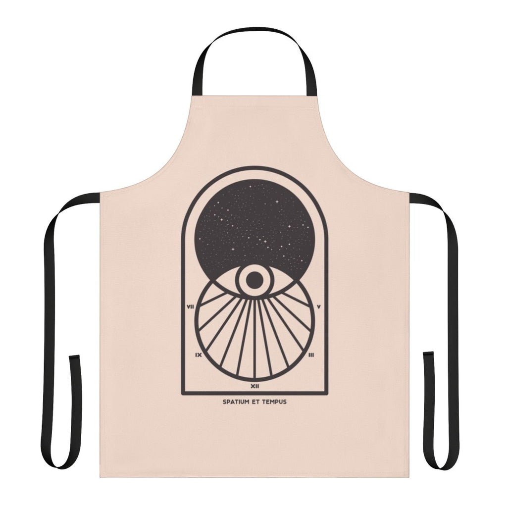 Geometric black and white apron with space and time design