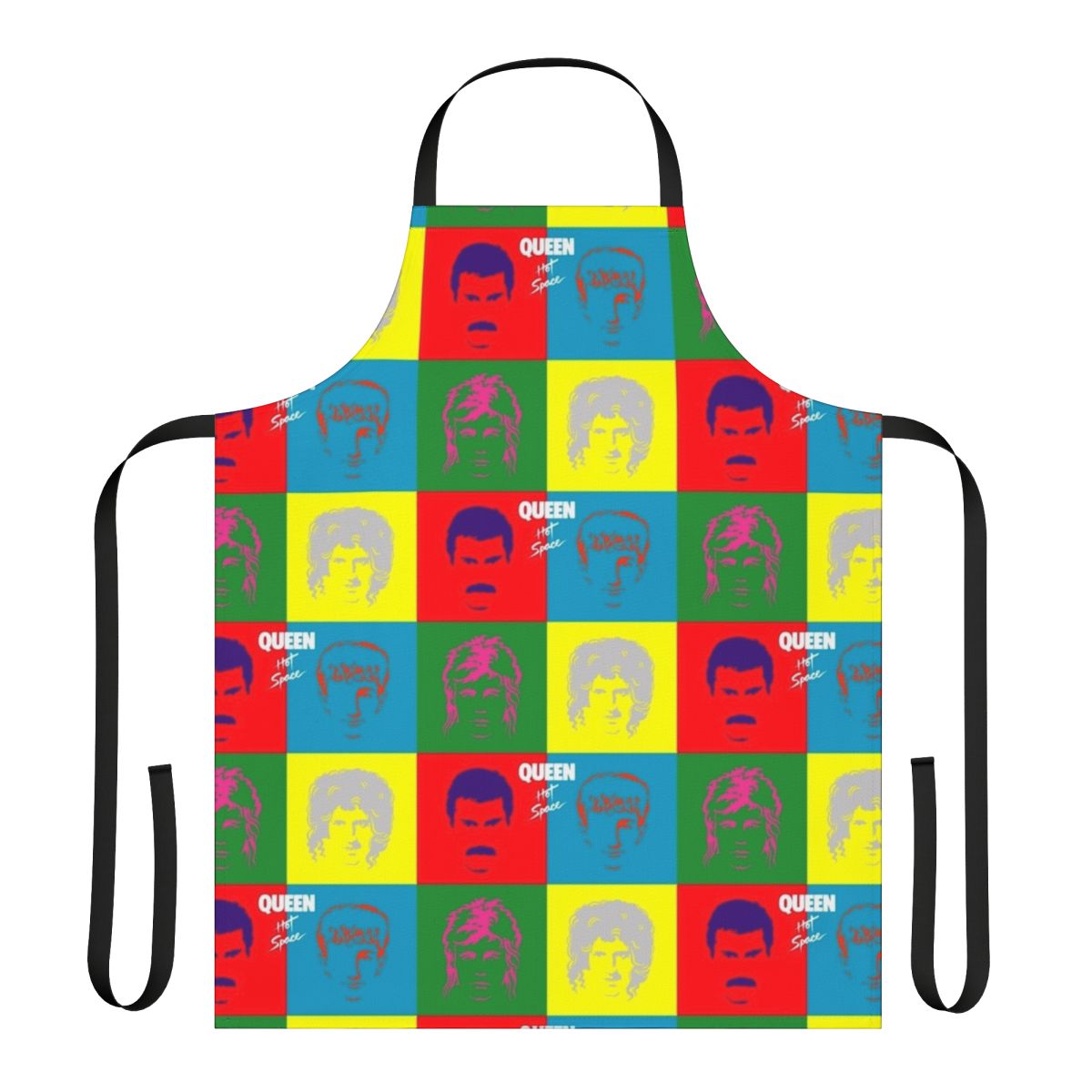 A vibrant space-themed apron with planets, stars, and a sleek design.