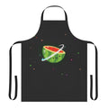 A colorful apron featuring a kawaii watermelon character surrounded by stars and planets