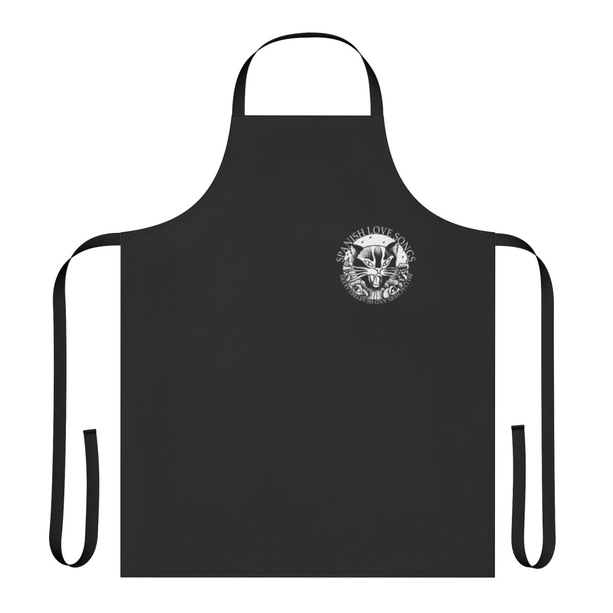 Apron featuring the logo and artwork of the Spanish emo band Spanish Love Songs