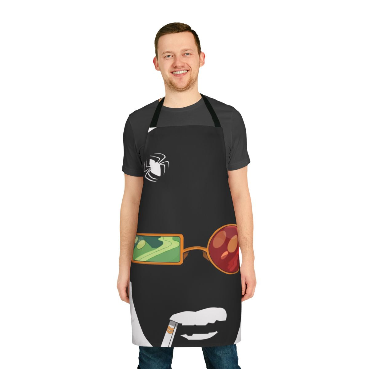 A high-quality apron featuring a spider design, perfect for fans of superhero and arachnid-themed apparel.