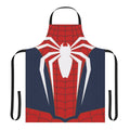A white apron with a spiderweb design, perfect for the superhero-inspired home cook.