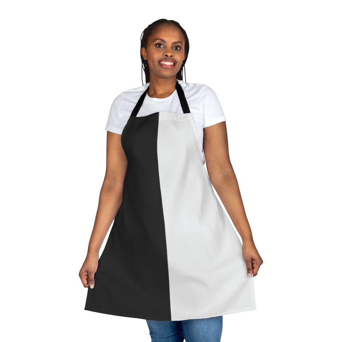 Stylish split black and white apron