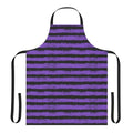 Black and purple splatter stripe apron with a distressed, spooky design