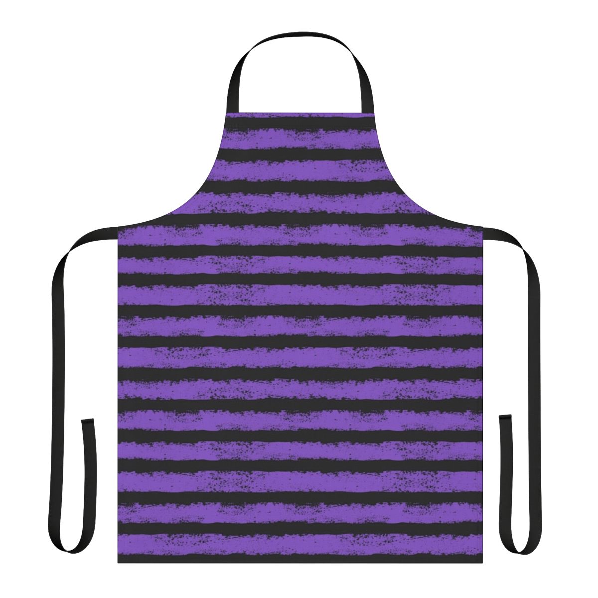 Black and purple splatter stripe apron with a distressed, spooky design