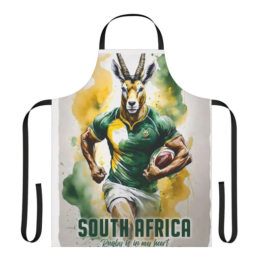 Springbok-themed apron with South African flag design for rugby enthusiasts