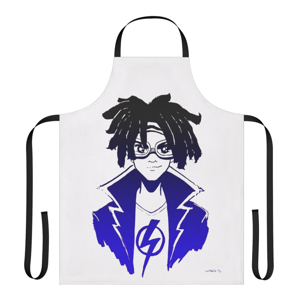 Colorful gradient design kitchen apron with a superhero inspired look