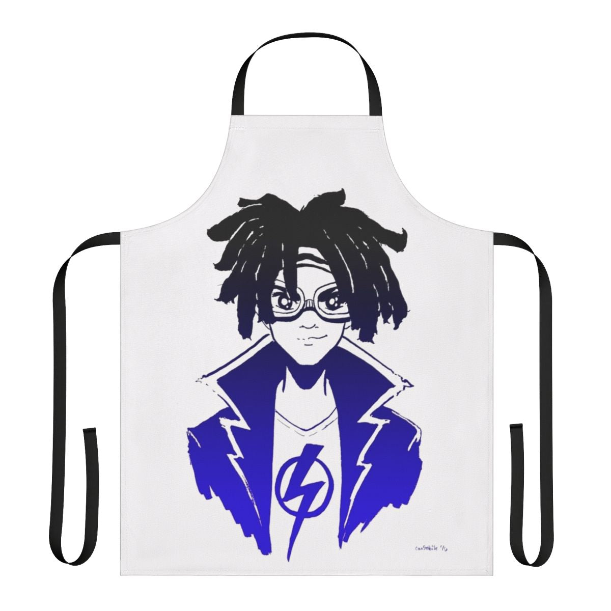 Colorful gradient design kitchen apron with a superhero inspired look