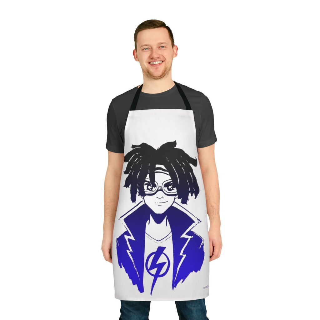 Colorful gradient design kitchen apron with a superhero inspired look