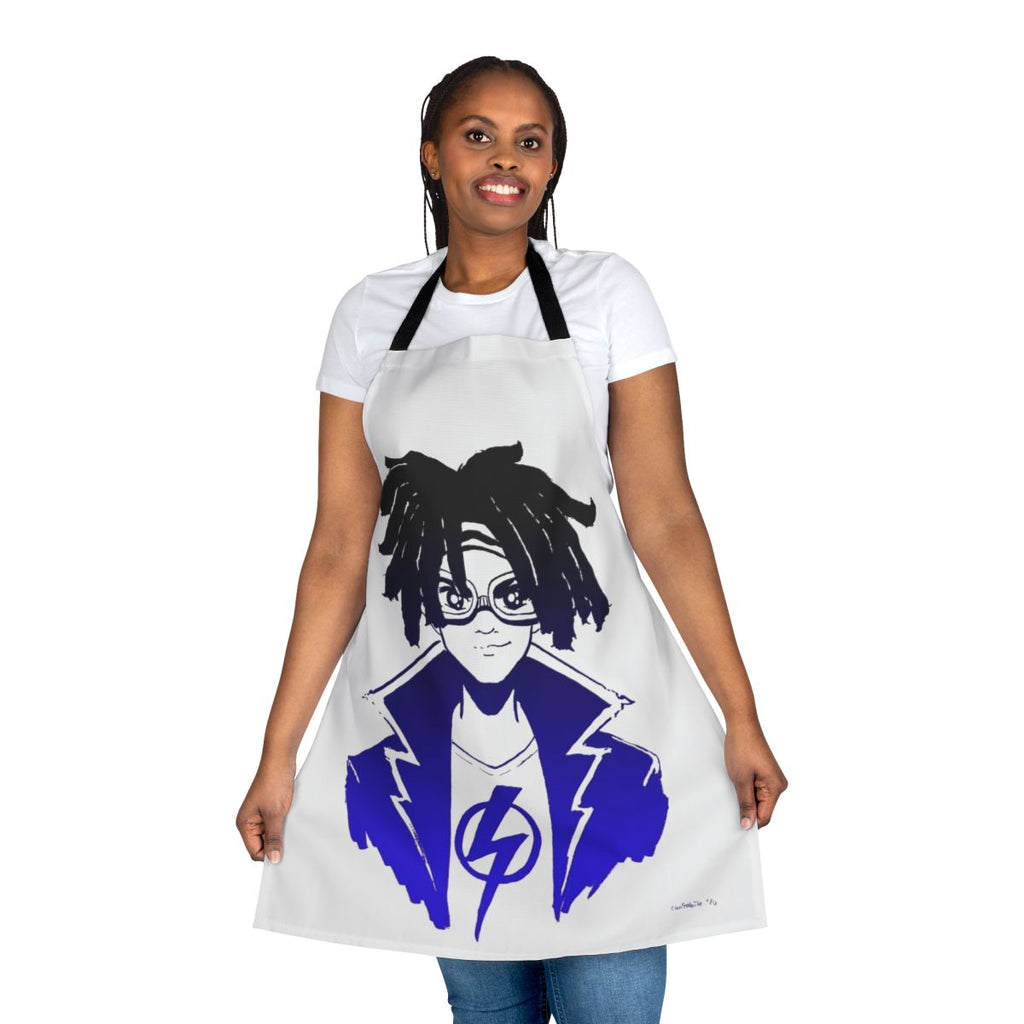 Colorful gradient design kitchen apron with a superhero inspired look