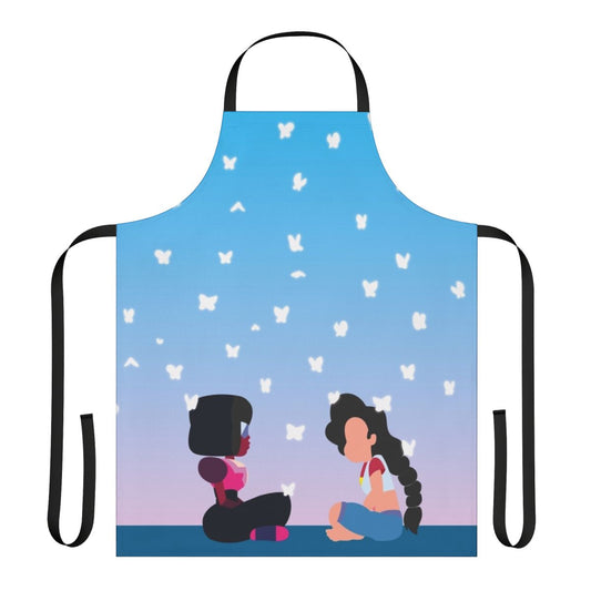 Stylish Steven Universe inspired apron with gem, crystal gems, garnet, ruby, and sapphire designs
