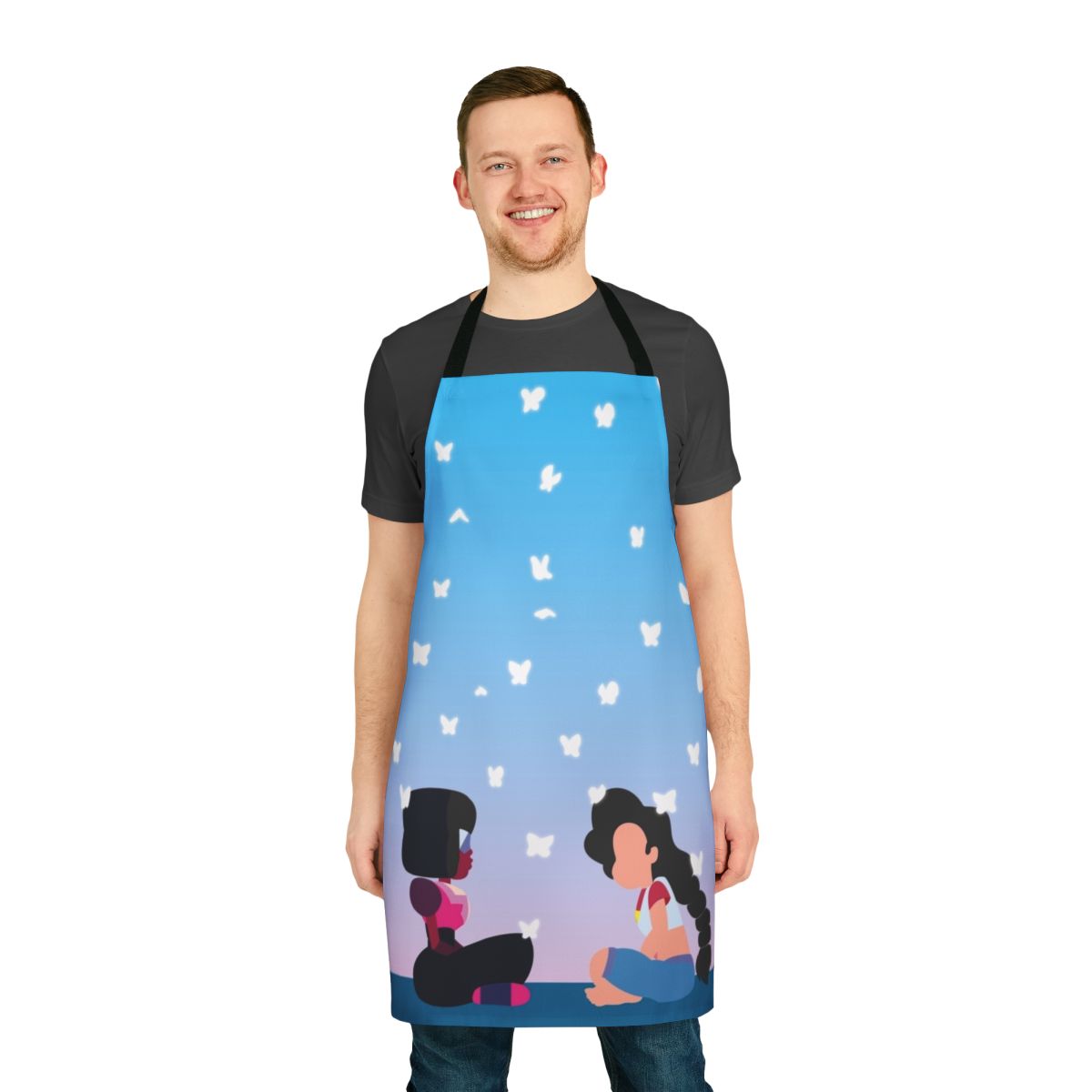 Stylish Steven Universe inspired apron with gem, crystal gems, garnet, ruby, and sapphire designs