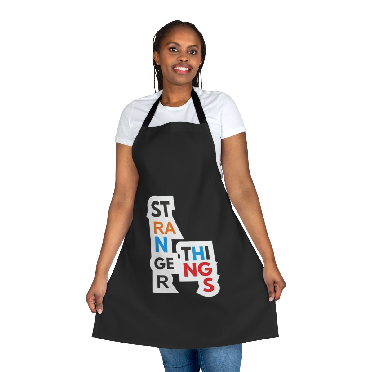 Stylish Apron Featuring a Stranger Things T-Shirt Design