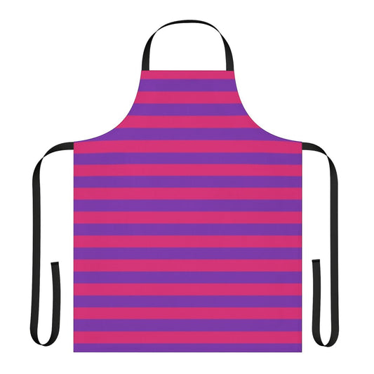 Striped apron in shades of pink and purple