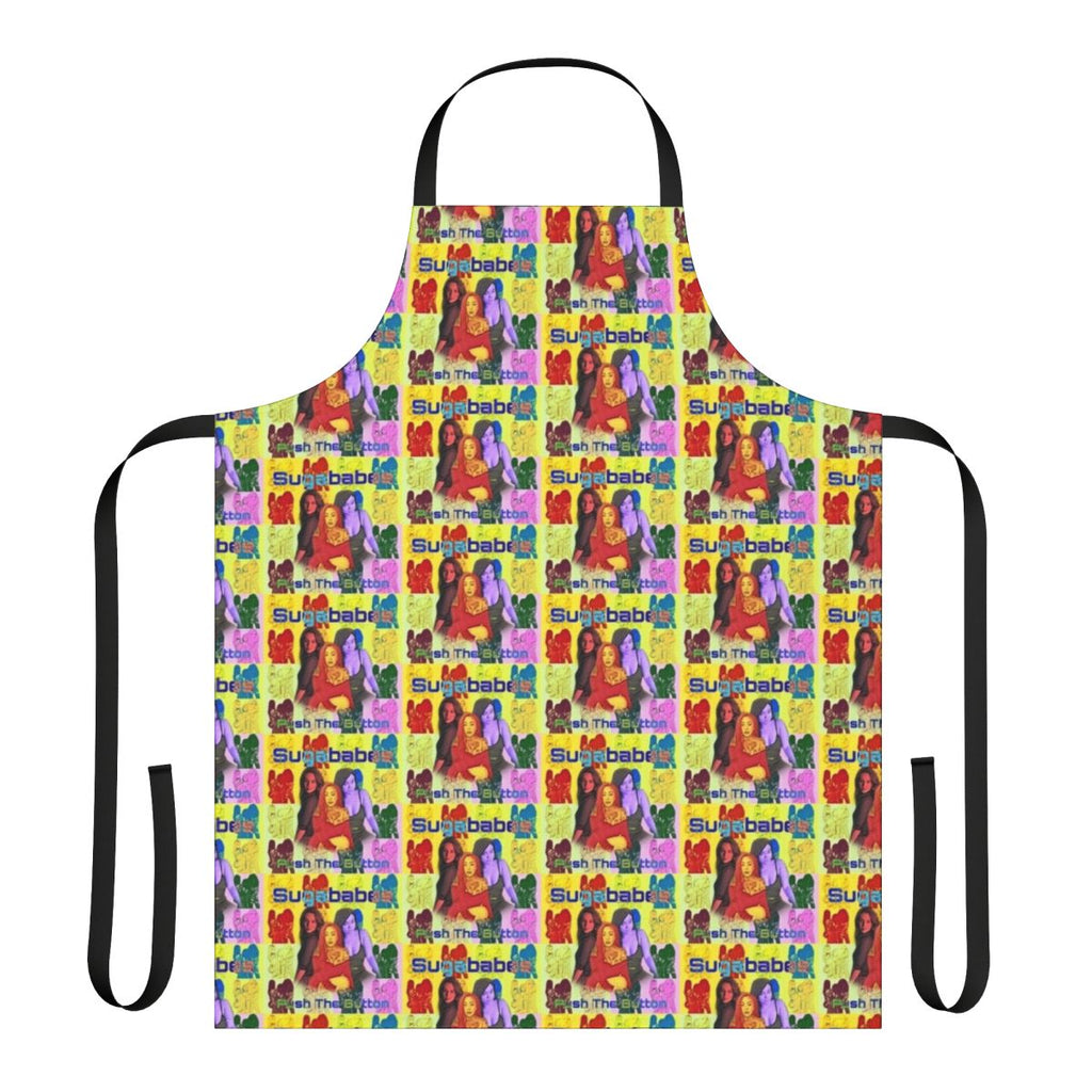 Sugababes-inspired apron with Push the Button design
