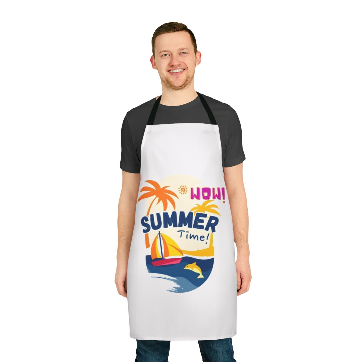 A colorful and versatile summer apron with a unique design, perfect for the kitchen, gardening, or crafting.
