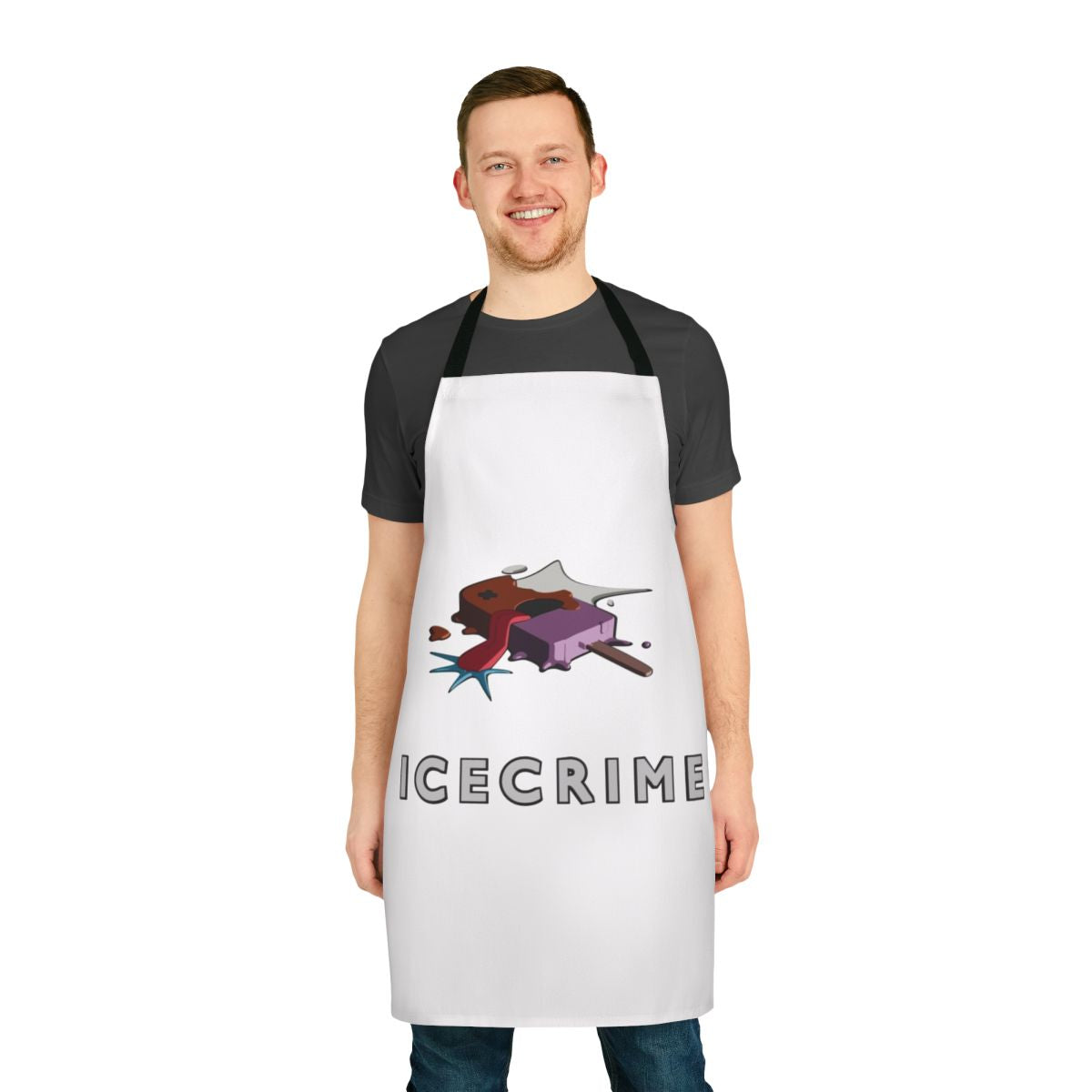 Colorful crime-themed apron for summer parties and cooking