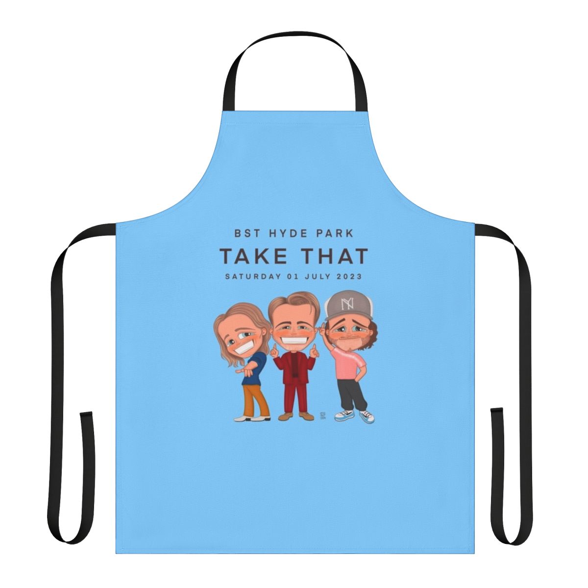 A high-quality apron featuring a summer festival design, perfect for events in Hyde Park.