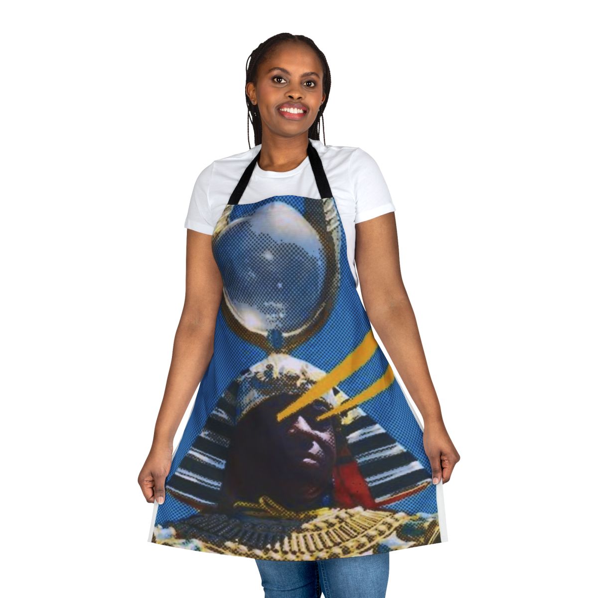 Retro-futuristic, abstract Sun Ra inspired apron for the cosmic kitchen