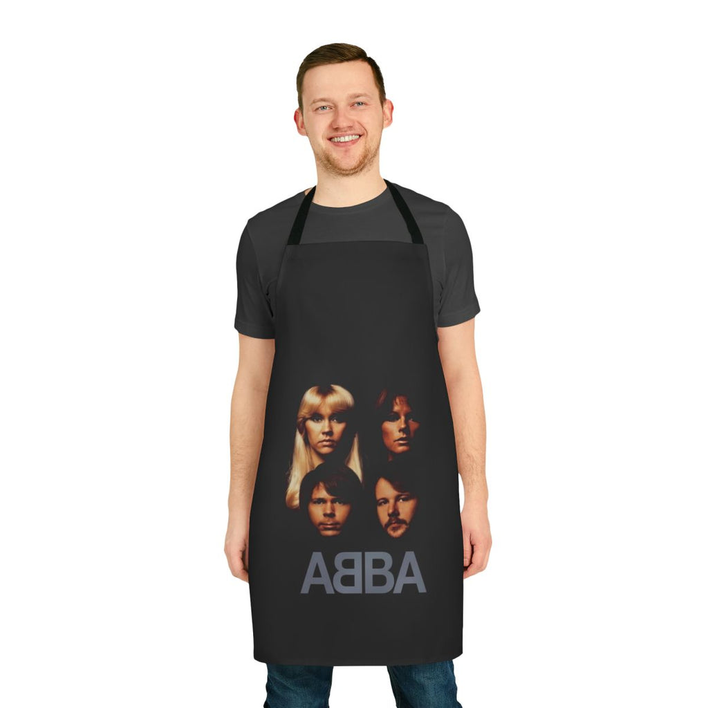 Retro-inspired apron featuring a classic pop band design