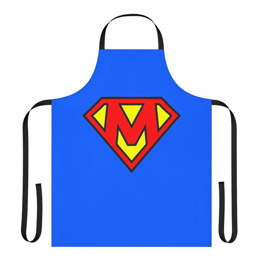 Personalized superhero apron featuring the letter M