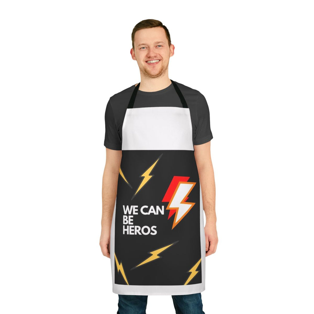 A black apron with a lightning bolt design, perfect for channeling your inner hero.