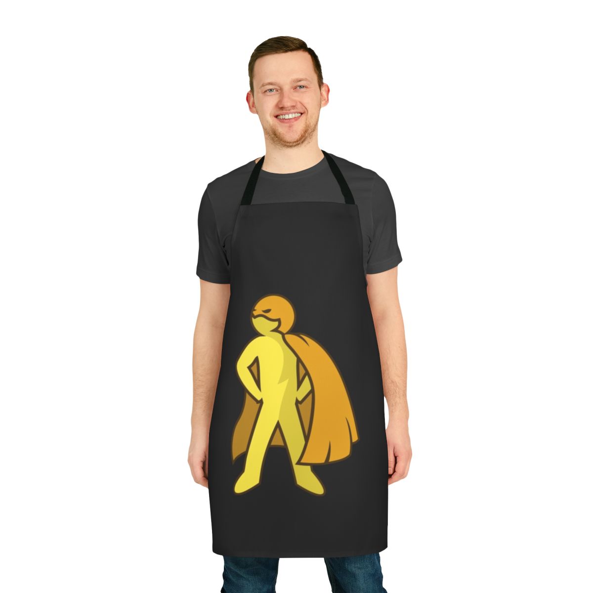 Superhero-themed apron with a simple graphic design