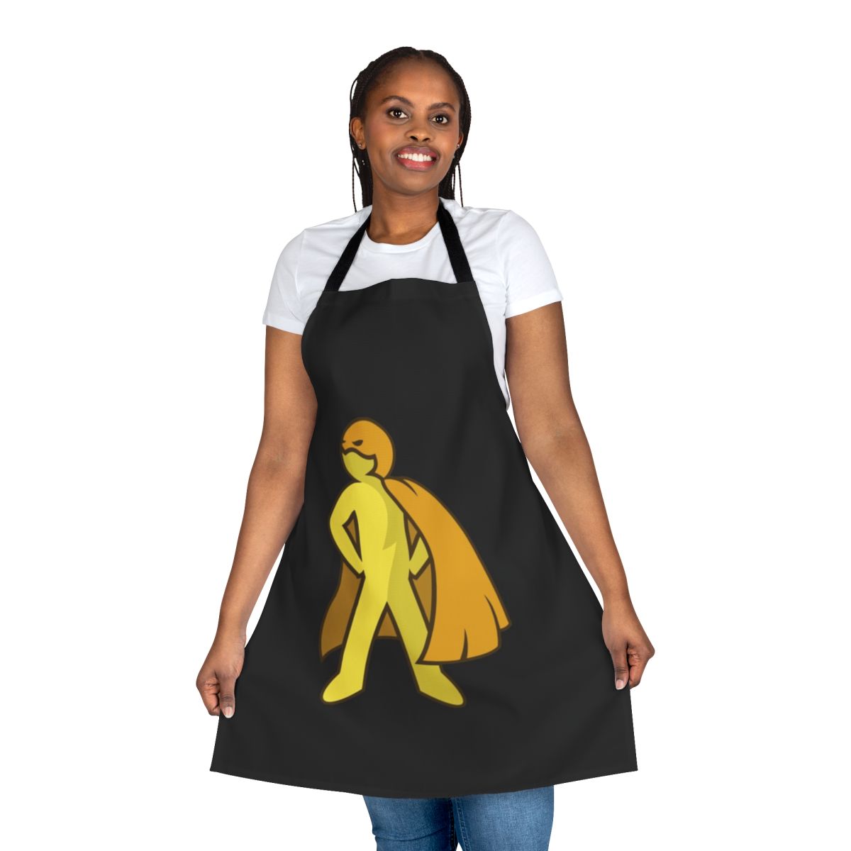 Superhero-themed apron with a simple graphic design