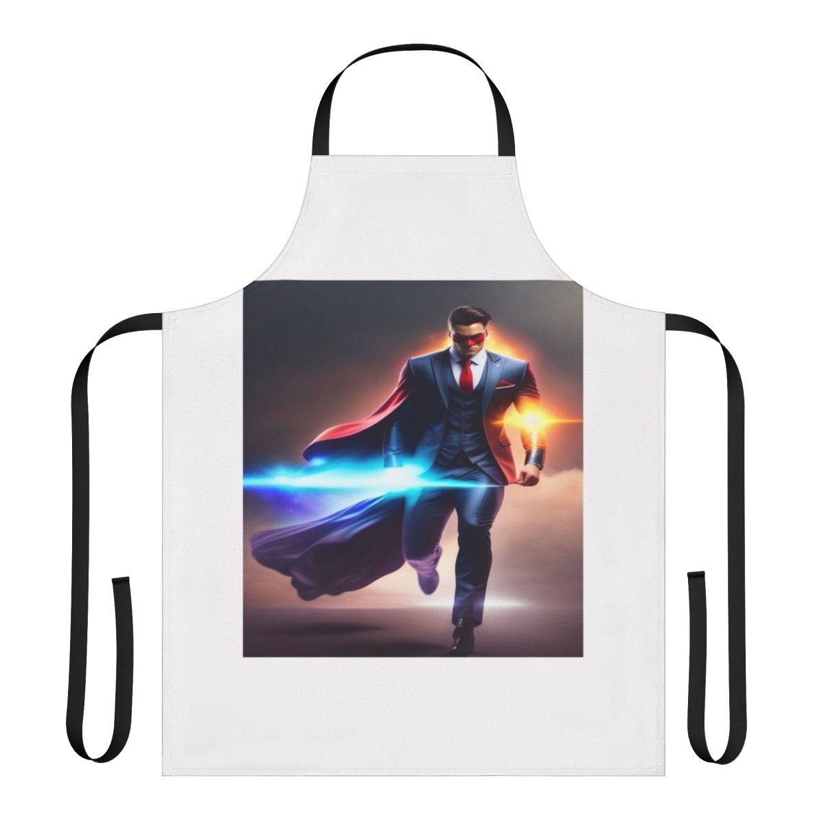 A high-quality superhero-themed apron for the kitchen