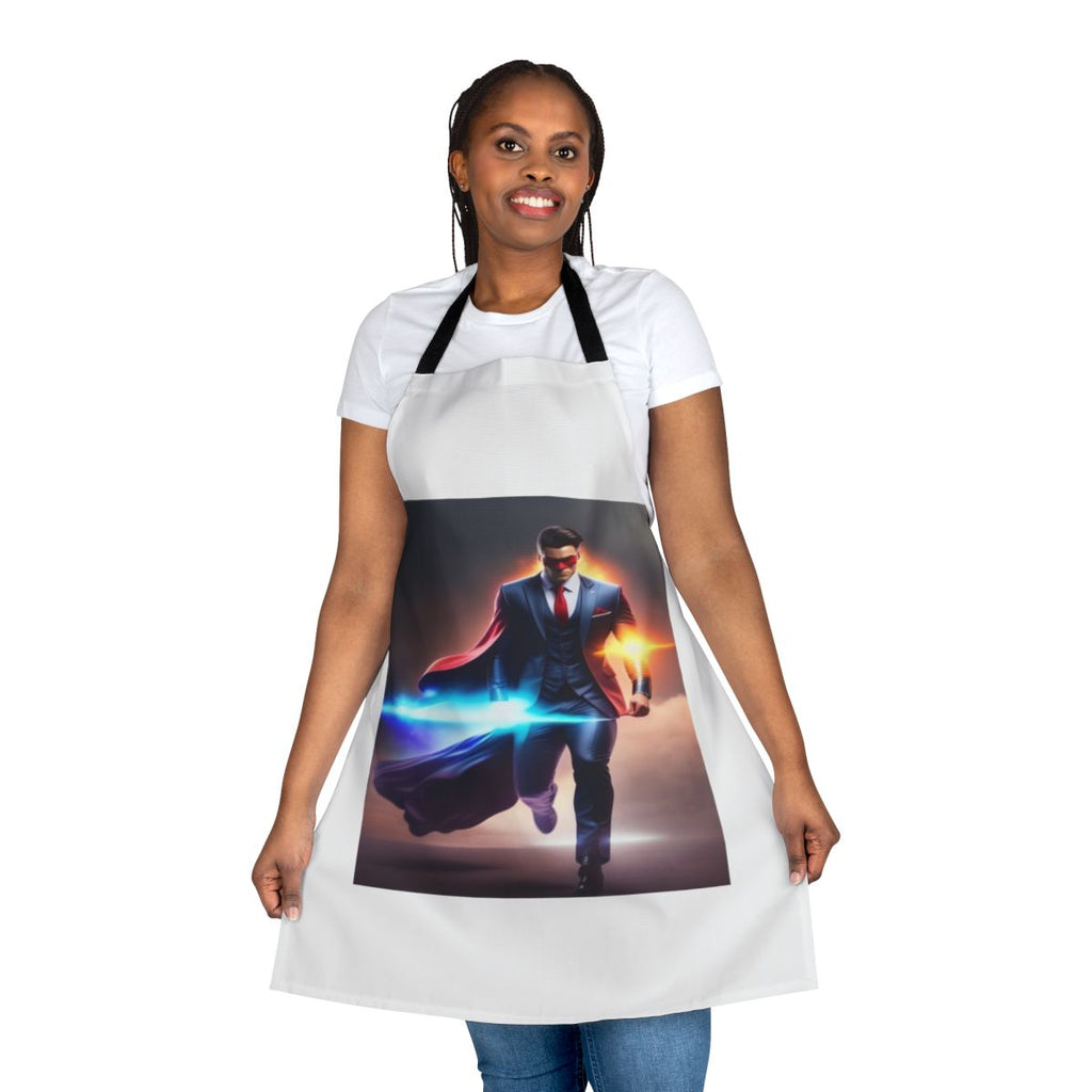 A high-quality superhero-themed apron for the kitchen