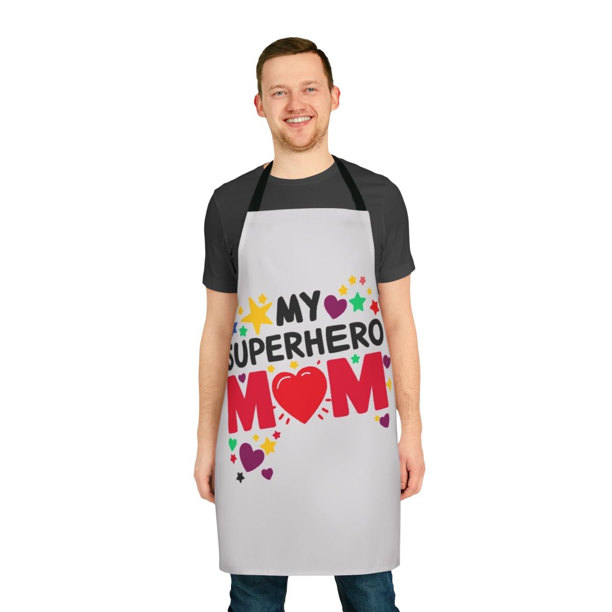 Superhero mom apron with bold design and quality construction