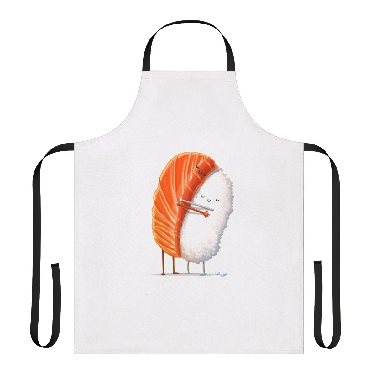Sushi-themed apron with cute hug design