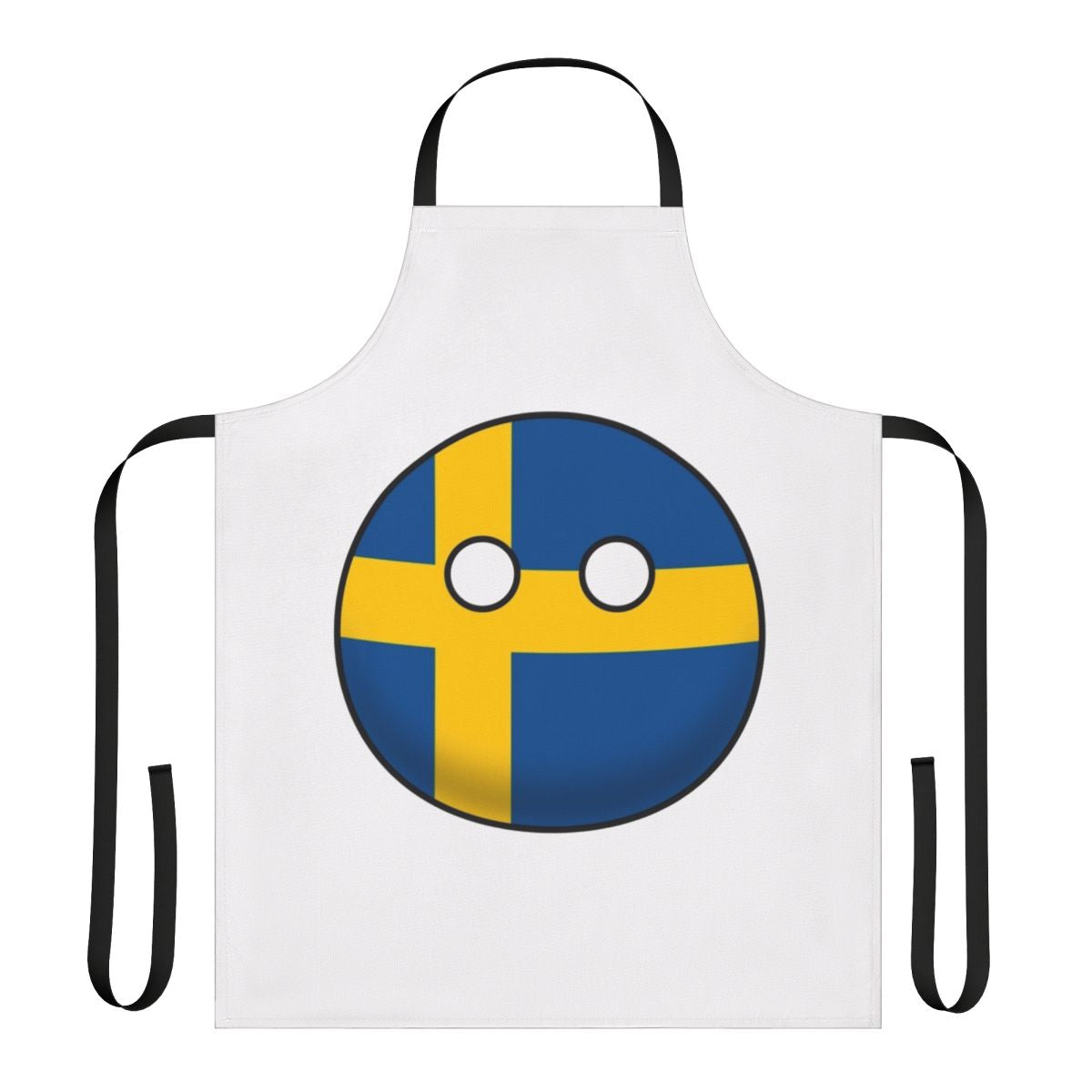 Vibrant apron featuring the iconic Swedish national flag and countryball design