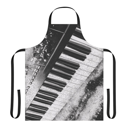 A sleek and modern apron with a black and white abstract design, perfect for musicians, producers, and synth enthusiasts.